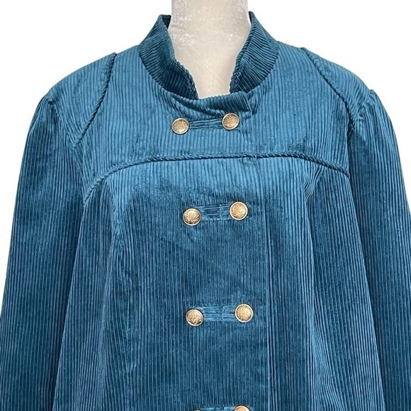 Roaman’s Corduroy Coat Jacket Women’s Plus Size 18W Gold Tone Buttons Teal - Picture 2 of 7